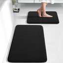 Yimobra Bathroom Rugs Sets 2 Piece, Soft Absorbent Memory Foam Bath Mats Set, Dry Fast Bath Mat, Machine Washable Bath Rug Set for Bathroom, 17x24+31.5x19.8 Inches, Black
