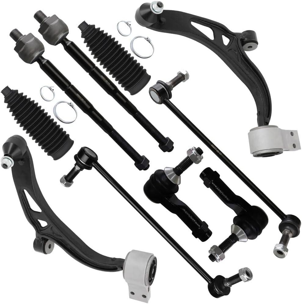 SCITOO 10pcs Front Suspension Kit Lower Control Arm And Ball Joint Tie Rod End w/Boot Sway Bar End Link Replacement for 2011-2019 for Ford Explorer 2013-2019 for Ford Police Interceptor Utility
