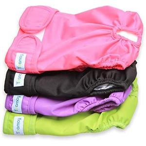 Teamoy 4pcs Washable Female Dog Diapers, Reusable Doggie Diaper Wraps for Female Dogs, Super-Absorbent and Comfortable, Large