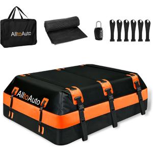 Car Rooftop top Cargo Carrier 21 Cubic feet 100% Waterproof Heavy Duty PVC for All Cars with/Without Rack, Includes Anti-Slip Mat, 10 Reinforced Straps, 6 Door Hooks, Luggage Lock