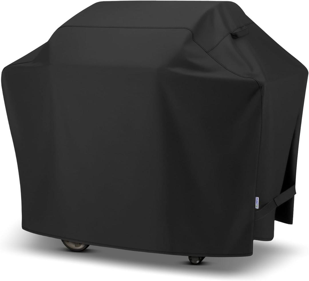 SunPatio Gas Grill Cover 60 Inch, Outdoor Heavy Duty Waterproof Barbecue Gas Cover, UV and Fade Resistant, All Weather Protection Compatible for Weber Charbroil Brinkmann Grills and More, Black