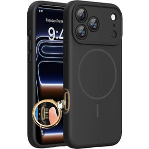 Miracase Magnetic for iPhone 17 Pro Case, Compatible with MagSafe, Integrated Silicone Camera Control Cover, 3.0mm Thicken Shockproof Drop Protection Phone Case for 17 Pro,Black