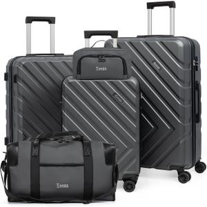 Luggage Sets 5 Piece, Suitcases with Wheels, ABS Hard Case Luggage with TSA Lock Spinner Wheels, Carry On Luggage Set(5 Piece Sets (20"/24"/28"/DB/TB))