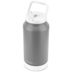 Luxgola 64 oz Insulated Water Bottle, Half Gallon Stainless Steel Vacuum Tumbler with Flip Straw Lid and Top Handle - Keeps Drinks Cold/Hot, Wide Mouth, Leak Proof, BPA-free, Non-slip Base (Grey)