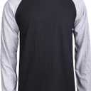 TOP PRO Men's Full Length Sleeve Raglan Cotton Baseball Tee Shirt, S