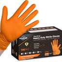 TitanFlex Thor Grip Heavy Duty Industrial Orange Nitrile Gloves with Raised Diamond Texture, 8-mil, Latex Free, Powder Free (Large (Pack of 100))