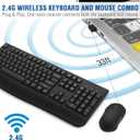 Wireless Keyboard and Mouse Combo, EDJO 2.4G Full-Sized Ergonomic Computer Keyboard with Wrist Rest and 3 Level DPI Adjustable Wireless Mouse for Windows, Mac OS Desktop/Laptop/PC(2 Pack)