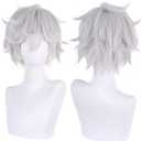 Anime Gray White Cosplay Wigs Role Costume Wig Short Curly Hair for Men Halloween Party Unisex Adult Anime Lovers