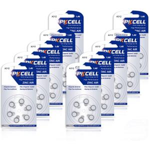 PKCELL 60 Count Hearing Aid Batteries Size 312, Mercury Free Hearing Aid Batteries,Long Lasting & Leak-Proof Design