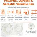 Amazon Basics Twin Window Fan for Home Bedroom, 9 inch, Reversible Airflow, Exhaust Mode, Expandable Side Panels, Width Adjustable, 2 Speeds, Air Circulation, 68W, White