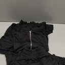 SHEWIN Two Piece Sets for Women Half Zip Up Puff Short Sleeve Tops and Ruffled Shorts Lounge Set Womens Summer Outfits 2026 (Large, Black)