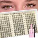 Natural Lash Clusters Kit Wispy Eyelash Clusters Fairy Cluster Eyelash Extensions Kit C Curl Lash Extension Kit Waterproof Individual Lashes (With Tweezers)