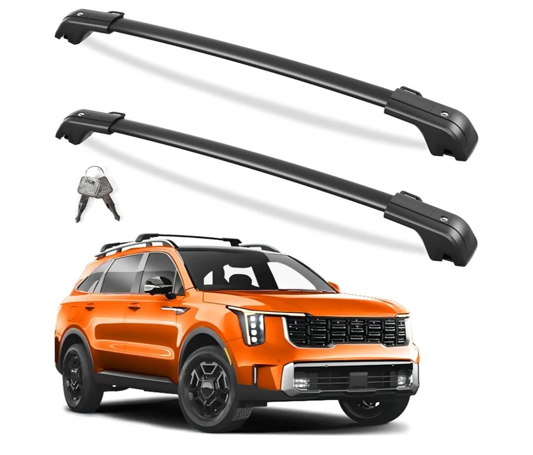 KINGGERI All Aluminum Roof Rack Cross Bars Fit for Kia Sorento X-Line & X-Pro 2021 2022 2023 2024 2025 (with Raised Side Rails), Lockable 260LBS Roof Rails Crossbars Rooftop Luggage Racks Carrier