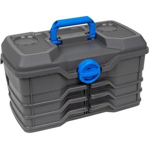 Flambeau Outdoors 660NGAK Next Gen 6/0 Large Fishing Tackle Box - 6 Pivot Trays, 32 Compartments, Includes 25-piece Tackle Kit, Fishing Tackle and Gear Storage, Fishing Lure Organizer, Dark Gray
