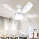 Socket Fan Light Ceiling Fans with Lights and Remote, Dimmable LED 3 Colors 3000K-6500K, 1556 Lumens Light Bulb Screw in Ceiling Fan for Bedroom, Kitchen, Living Room, Closet (White)