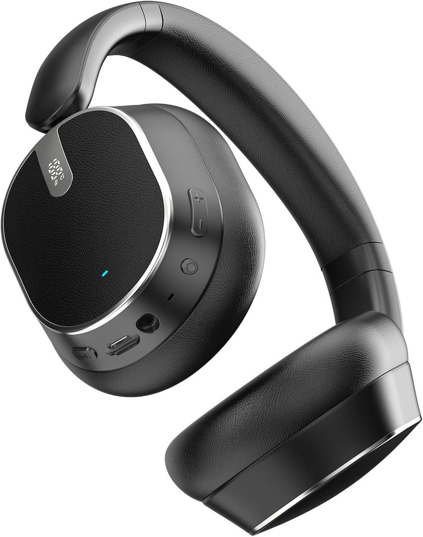 Bluetooth 6.0 Over Ear Wireless Headphones with 60H Playtime, Memory Foam Ear Cups for Home Office Travel Black