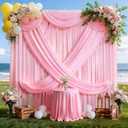 2 Panels 5ft x 10ft Pink Backdrop Curtains for Party - Wrinkle Free Polyester Backdrop Drapes for Wedding Bridal Shower Birthday Photobooth Wall Decorations