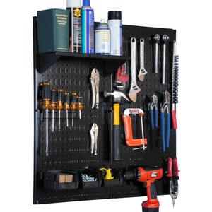 Wall Control Metal Pegboard Utility Tool Storage Kit with Black Pegboard and Black Accessories Black Wall Control Metal Pegboard Utility Tool Storage Kit with Black Pegboard and Black Accessories Black