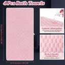 Peryiter 4 Pcs Microfiber Bath Towels 27.6'' x 55'' Large Colorful Sheet Set with Hang Loop Soft Absorbent Quick Dry Plush Fluffy Bathroom Towel for Adults Dorm Spa Gym(Pink, Blue, White, Gray)