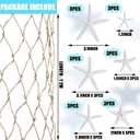 21 Pieces Starfish Ornament Sets Starfish Decor Fish Net Sea Wall Decor Fishnet Nautical Decoration for Crafts Beach Wedding Mermaid Party Under The Sea Party Decorations(White)
