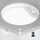 Rechargeable Motion Sensor Ceiling Light with Remote, Battery Powered Wireless Shower Lights,7.5in 600LM,10000mAh Battery Operated Ceiling Closet Light for Kitchen, Closet, Bathroom, Hallway