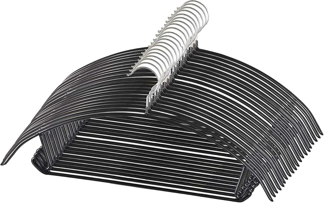 Premium PVC Coating Metal Hangers 20 Pack, Heavyduty, Non Slip Slimline, Suit Jacket T Shirt Hangers, Gold Hooks, Space Saving Clothes Hanger (Black)