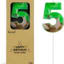 Pixel Birthday Candle, 2.68 Inch Miner Number Candles, Game Themed Candle Birthday Decoration for Pixel Theme Birthday Anniversary Dynamite Video Game Party (Green, 5)