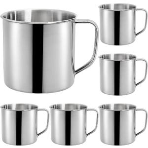 ZAVOOS 6 Pack Stainless Steel Coffee Mug with Handle, 18.5 Oz Metal Camping Coffee Cup, Unbreakable Portable Hiking Cup Tea Water Drinking Cups for Outdoor Travel, Picnics, Hot Cold Drinks