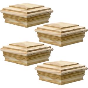 Sasylvia 4 Pcs Wooden Post Caps Cedar Fence Post Caps Rot Resistant, Decorative Tops for Decks Mailboxes and Outdoor Fences Protection (4x4 Inch)