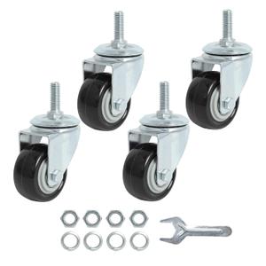 Finnhomy Stem Caster Wheels 2 Inch Heavy Duty Threaded Swivel Casters 5/16" -18 x 1 Set of 4 Premium Polyurethane Wheels PU Anti-wear Smooth Casters, Black