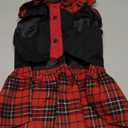 Kuoser Dog Classic Red Plaid Dress for Small Medium Dogs, Puppy Bowknot Tutu Dress with D-Ring Buckle, Cute Pet Vest Dog Princess Skirt for Wedding Holiday Party Photography Medium