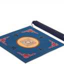 Yellow Mountain Imports Table Cover for Mahjong, Poker, Card Games, Board Games, Tile Game, and Dominoes - 31.1 Inches - Roll-up Gaming Mat with Carrying Bag (Blue)