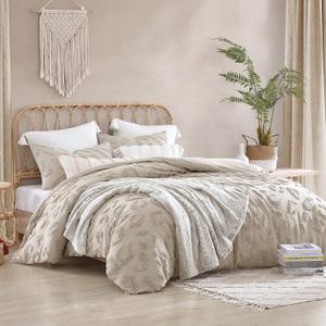 Peri Home 100% Cotton 3-Piece Comforter and Sham Set, Linen Chenille Leopard, King