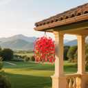 Artificial Fake Plants for Outdoor Spring SSpring, Summer, Autumn and of Decoration, 4PCS Faux Silk Morning Glory Long Vines Stems UV Resistant Look Real for Outside Home Porch Patio (red)