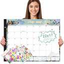 Gannyfer Desk Calendar 2025-2026, Large Calendar 2025 22"x17", 18 Months, July 2025 - Dec 2026, Desktop Pad with Plastic Cover, Thick Paper, Corner Protectors, for Planning and Organizing In Your Family, School or Office-State Floral (6 Stickers)
