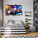 OLMIXA 3D Large Space Wall Decal (34.2”x 23”), Solar System Wall Stickers, Vinyl Outer Space Planet Wall Art for Baby Nursery Bedroom Playroom Decor