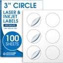 3" Circle Printable Labels Compatible with Inkjet and Laser Printers - 100 Sheets, 600 Matte White Round Stickers for Product Labeling, Organizing, and Custom Tags - Spartan Industrial Template C006