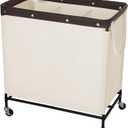 StorageWorks 3 Section Laundry Hamper, Rolling Laundry Cart with Wheels and Handles, Laundry Room Double Sorter for Organizer and Storage, 31.7 Gal(120L), Beige