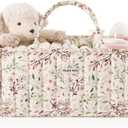 Blissful Diary Floral Diaper Caddy Organizer, Stylish Nursery Storage Basket, Gift for Baby Shower, Baby Registry Must Have, Newborn Essentials, Pastoral Daisy