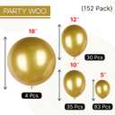 PartyWoo Gold Balloons 152pcs Different Sizes of 18 12 10 5 Inch Gold Balloon Arch Kit Garland for Birthday Wedding Anniversary Baby Shower Graduation Retirement Casino Party Decorations Gold-G101