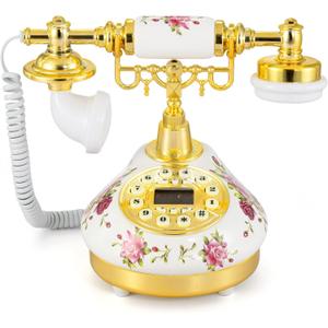 Dyna-Living Vintage Landline Phone Antique Telephone Old Fashion Phone with Push Button LCD Display, Landline Phone Retro Telephone Decor, Ringtone Volume Adjustable Retro Phone for Home or Office Use
