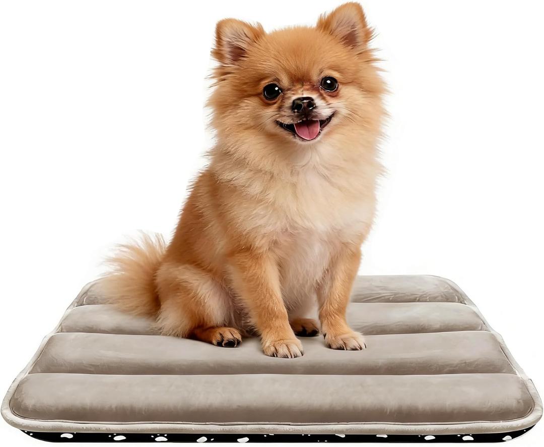 pobopobo Dog Crate Pad, Ultra Soft & Anti-Slip Kennel Mat, Secure Fit for Metal Crates & Dog Cages, Washable Cozy Bed for Small  Dogs Light Brown, S(23"*14"*1.5")