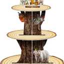 6 x Geiserailie 3 Tier Woodland Themed Party Cupcake Stand Decorations Safari Animals First Birthday Cupcake Holder Decor Jungle Dessert Tower for Baby Shower Birthday, Camping Party Supplies