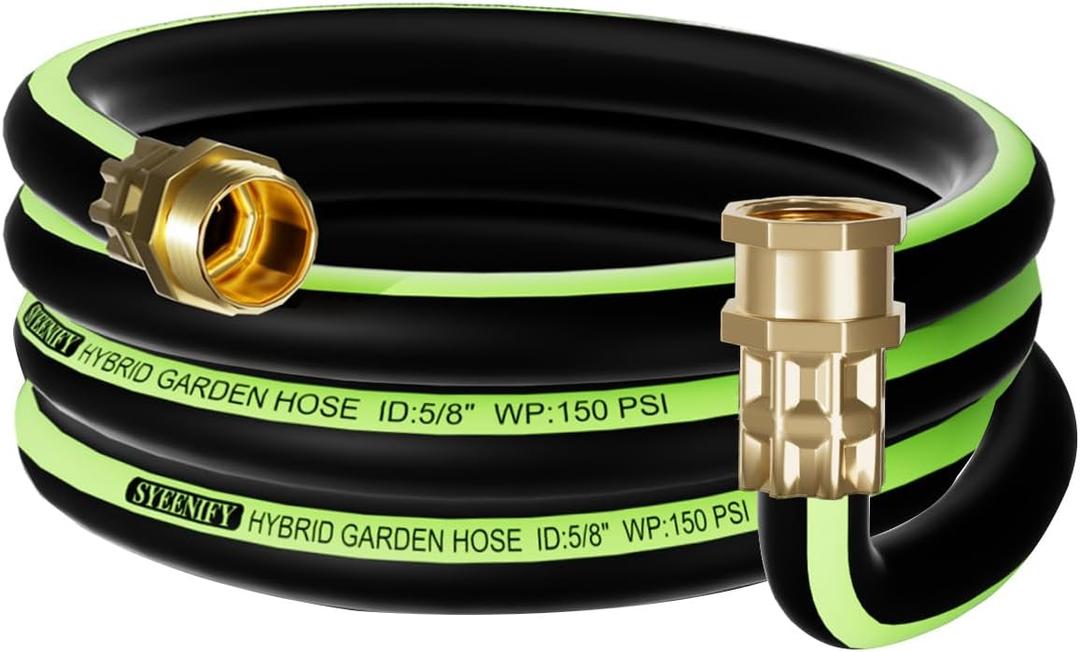 SYEENIFY Garden Leader Hose 5/8 in. x 6 ft Short Water Hose Male/Female Heavy Duty Hybrid Garden Hose No Kink and Flexible Rubber Hose for Dehumidifier,Vehicle Water Filter and Camp Water Tank