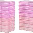 novelinks Transparent 4" x 6" Photo Cases and Clear Craft Keeper with Handle, 16 Inner Photo Organizers & Photo Storage Box, Plastic Photo Storage Containers (Pink Gradient)