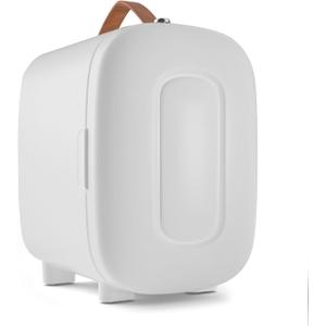 FANSEXPERT Mini Fridge for Bedroom, 4 Liter/6 Cans Skin Care Fridge Small Refrigerator, AC/DC Portable Mini Cooler & Warmer, Small Cosmetic Fridge for Camping, Dorm, Office, Car (White)