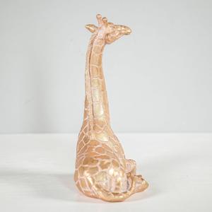 Decorative Giraffe Sculpture, Rose Gold Resin, 14.5 inch Height, Modern Nordic Art Decor Statue