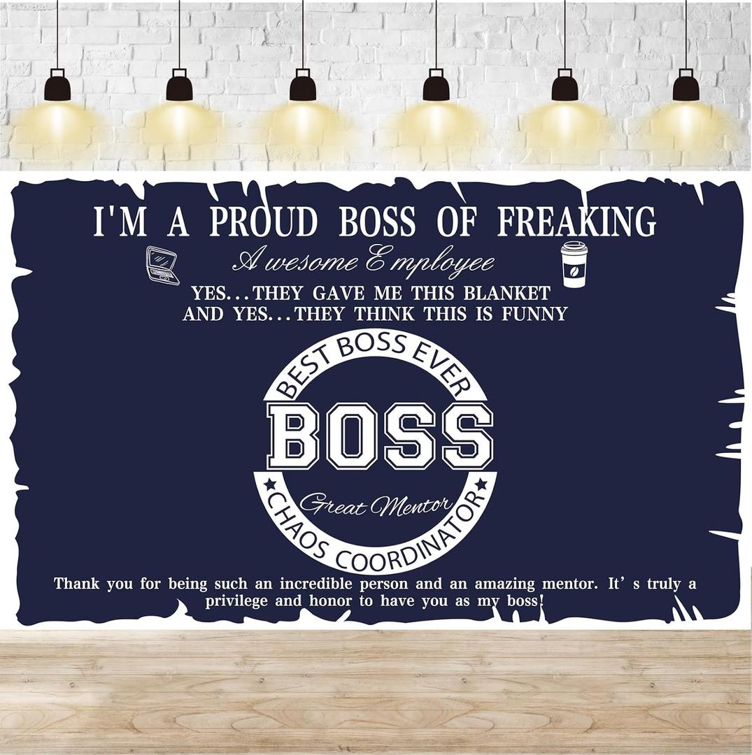 Best Boss Ever Thank You Boss Banner Happy Boss's Day Photo Backdrop  for National Boss Day Office Celebration Party Decorations and Supplies, 71 x 43 Inches Polyester Banner for Home