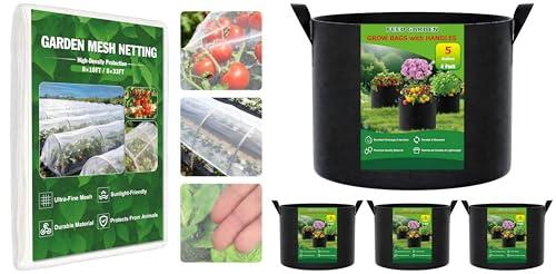 FEED GARDEN Garden Netting 8x10FT and Grow Bags Bundle