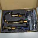 Bathroom Faucets for Sink 3 Hole, Hurran Brushed Gold Bathroom Sink Faucet with Pop-up Drain and Supply Lines, Stainless Steel Lead-Free Widespread Faucet for Vanity RV, 2 Pack